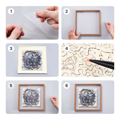 ROBOTIME Wall Breaking Triceratops Wooden Jigsaw Puzzle with Frame
