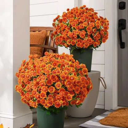 💥Last Day Each- Artificial Outdoor Sunset Mums Flowers -  Waterproof, Windproof