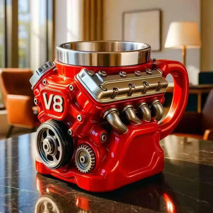 🔨✨Retro V8 Engine Coffee Mug – Realistic Design, Stainless Steel Construction