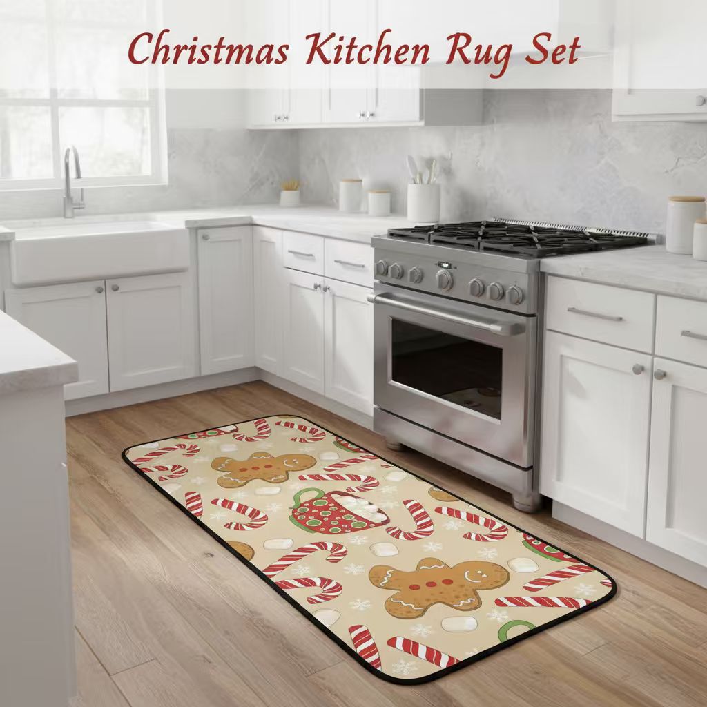 🍪 Christmas Sale - 50% OFF 🎁 Soft Non-Slip Gingerbread Man Kitchen Rug for Holiday Home Decor