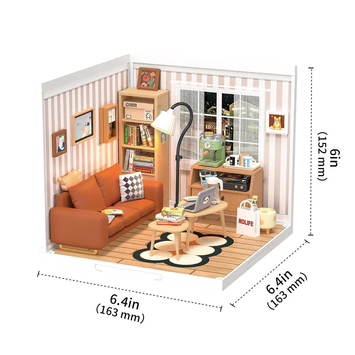 Rolife Cozy Living Lounge DIY Plastic Miniature House DW007