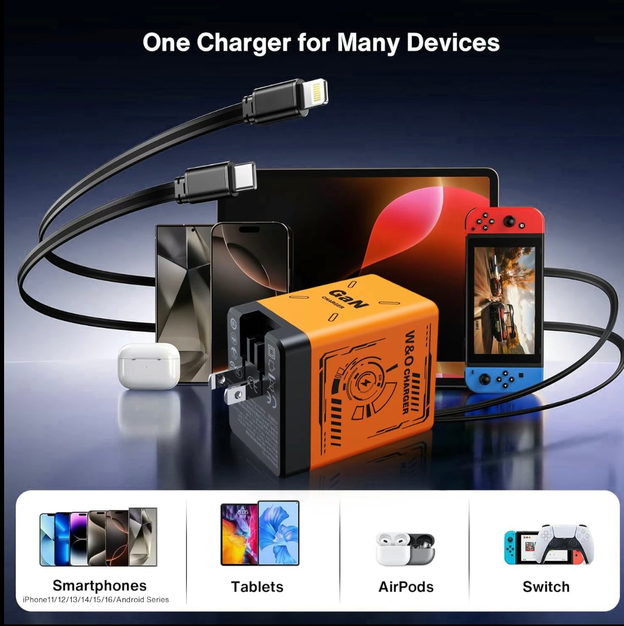 ⏰Limited stock!🔥W&O 2-in- GaN  Fast Charger