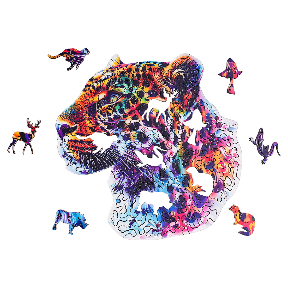 ROBOTIME Fancy Leopard Wooden Jigsaw Puzzle with Frame