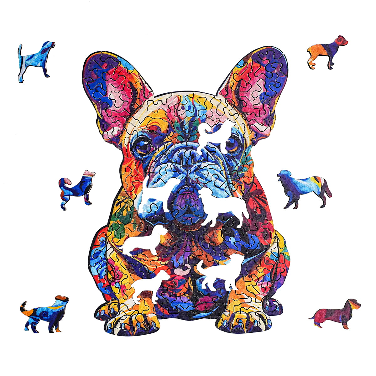 ROBOTIME French Bulldog Wooden Jigsaw Puzzle with Frame