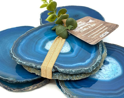 Large Gold Edge Agate Slice with Stand: Gift Boxed Coaster