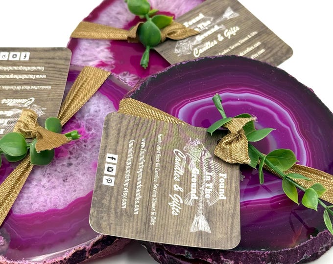 Large Gold Edge Agate Slice with Stand: Gift Boxed Coaster