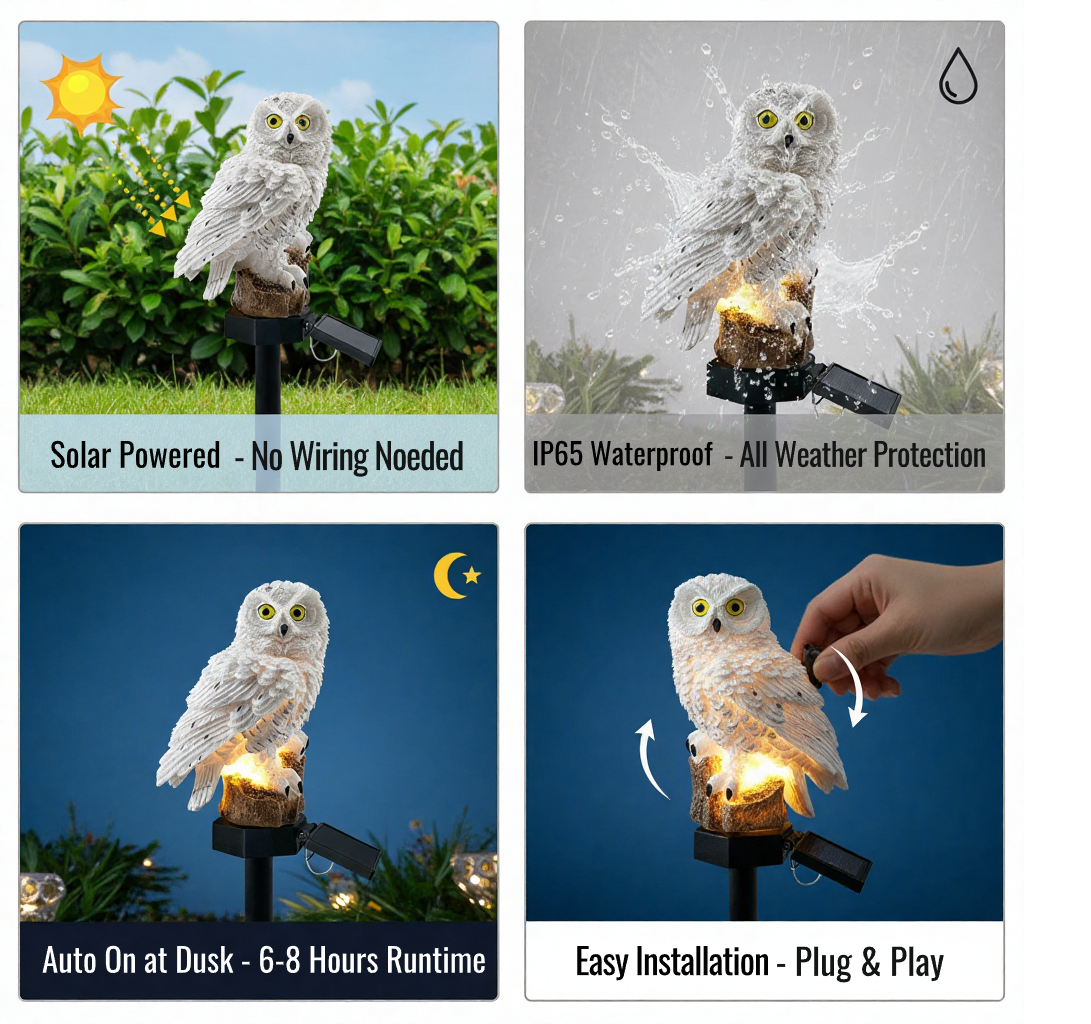 🎄 Christmas Flash Sale 🎁 49% OFF ✨ Owl Solar Garden Light – Waterproof Solar-Powered Outdoor Pathway Ornament