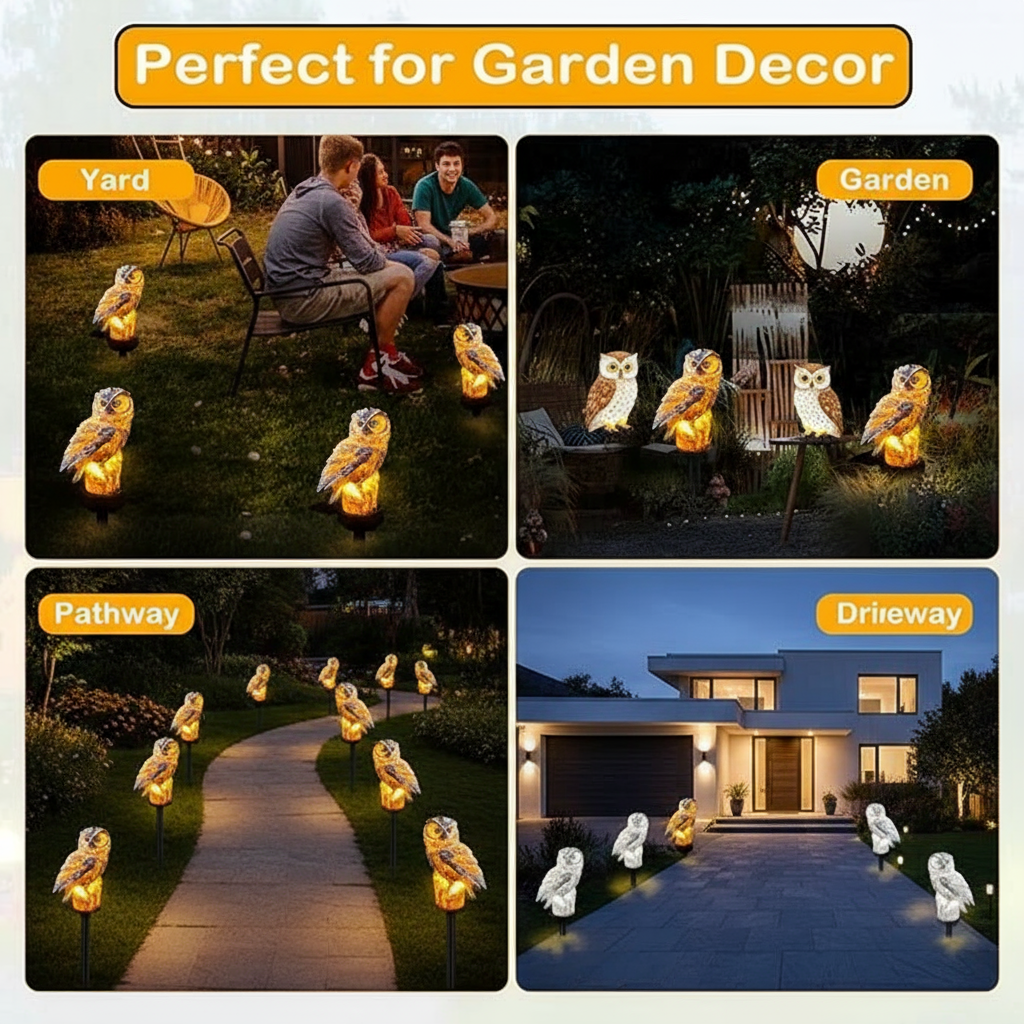 🎄 Christmas Flash Sale 🎁 49% OFF ✨ Owl Solar Garden Light – Waterproof Solar-Powered Outdoor Pathway Ornament