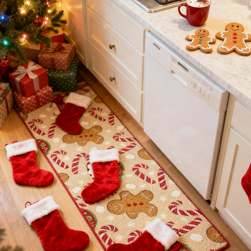 🍪 Christmas Sale - 50% OFF 🎁 Soft Non-Slip Gingerbread Man Kitchen Rug for Holiday Home Decor