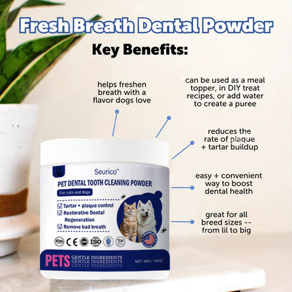 (official Store】LastDay! 70% OFF! - Seurico™Pet Dental Powder -Freshen Breath,Regenerate Teeth &Remove Tartar(AVMARecommended for Cats &Dogs