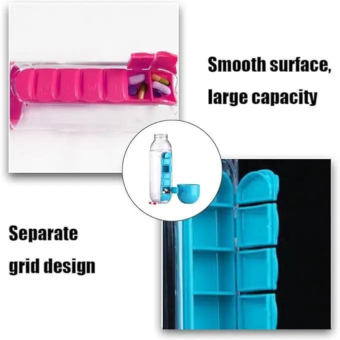 HydraPill 600ml Water Bottle with Pillbox.